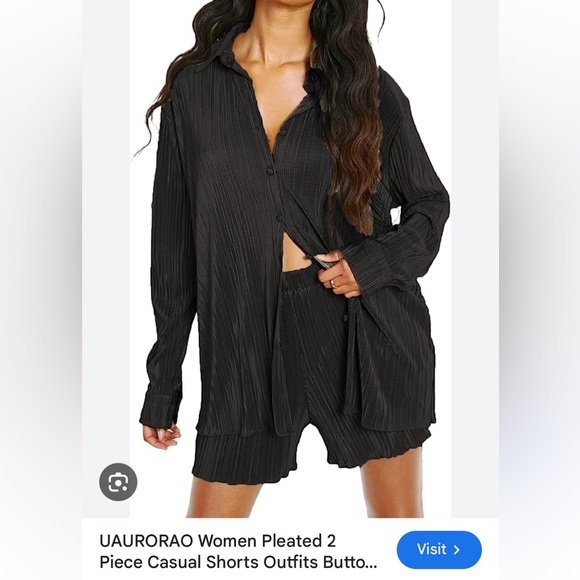 Amazon Tops - Black pleated silky top and shorts set